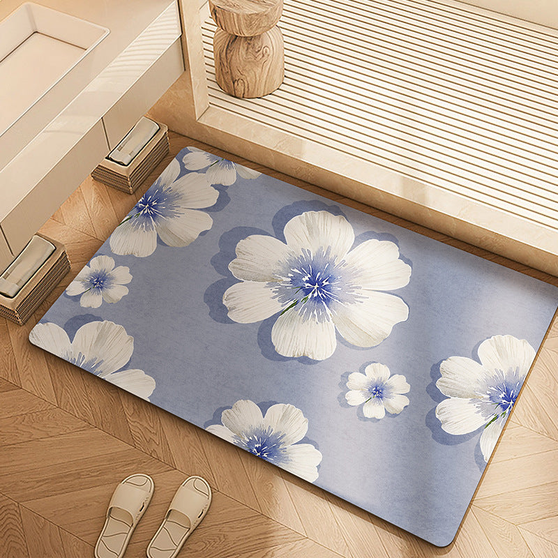 Floral Patterned Memory Foam Bath Mat