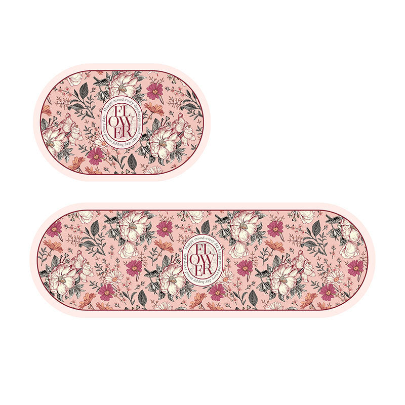 Floral Pattern Decorative Kitchen Mat