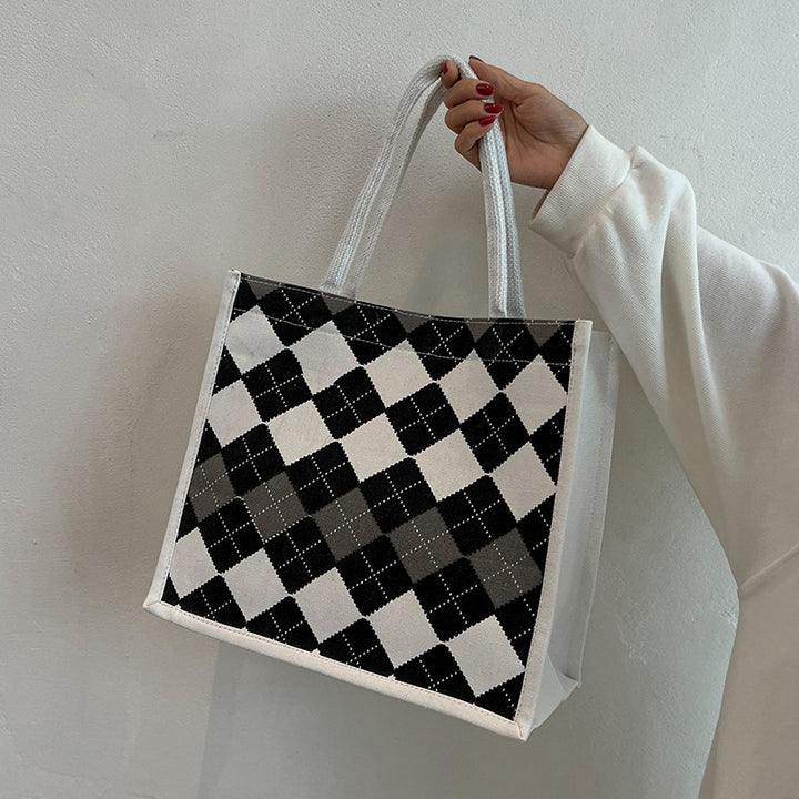 Elegant Checkered Pattern Tote Bag