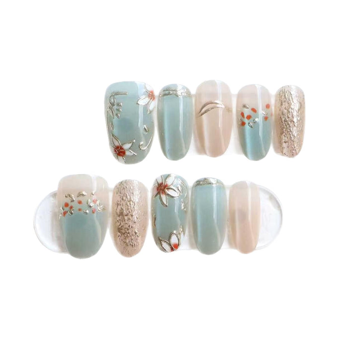 Artistic Floral Themed Press-On Nail Set Kalsten