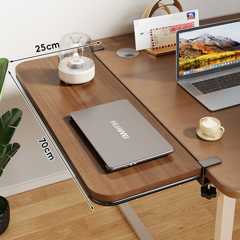 Clamp-On Bamboo Desk Extension Shelf with Adjustable Metal Clamp and Rounded Edge