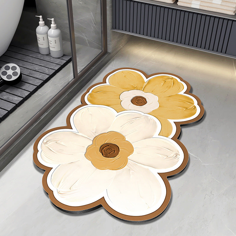 Floral Design Plush Bath Mat Kalsten