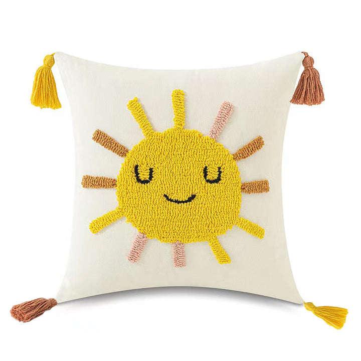 Tufted Cloud and Raindrop Tassel Throw Pillow Cover