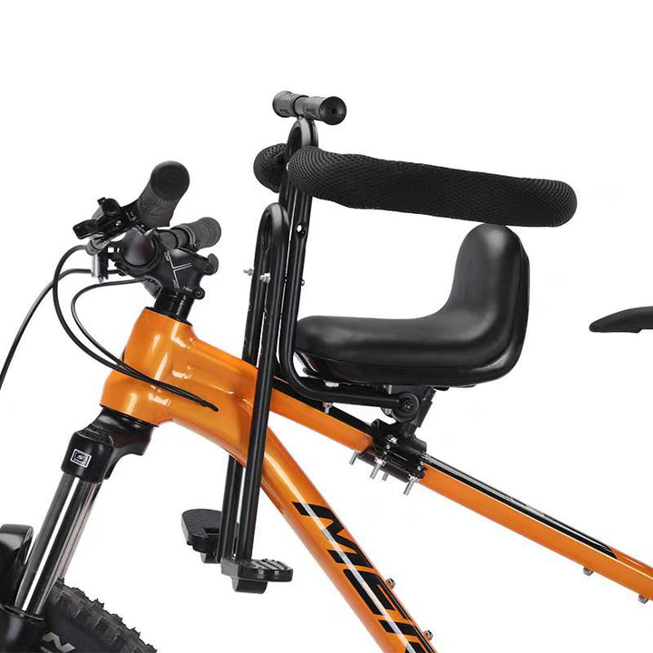 front-mounted child bike seat with adjustable footrests padded safety rails Kalsten
