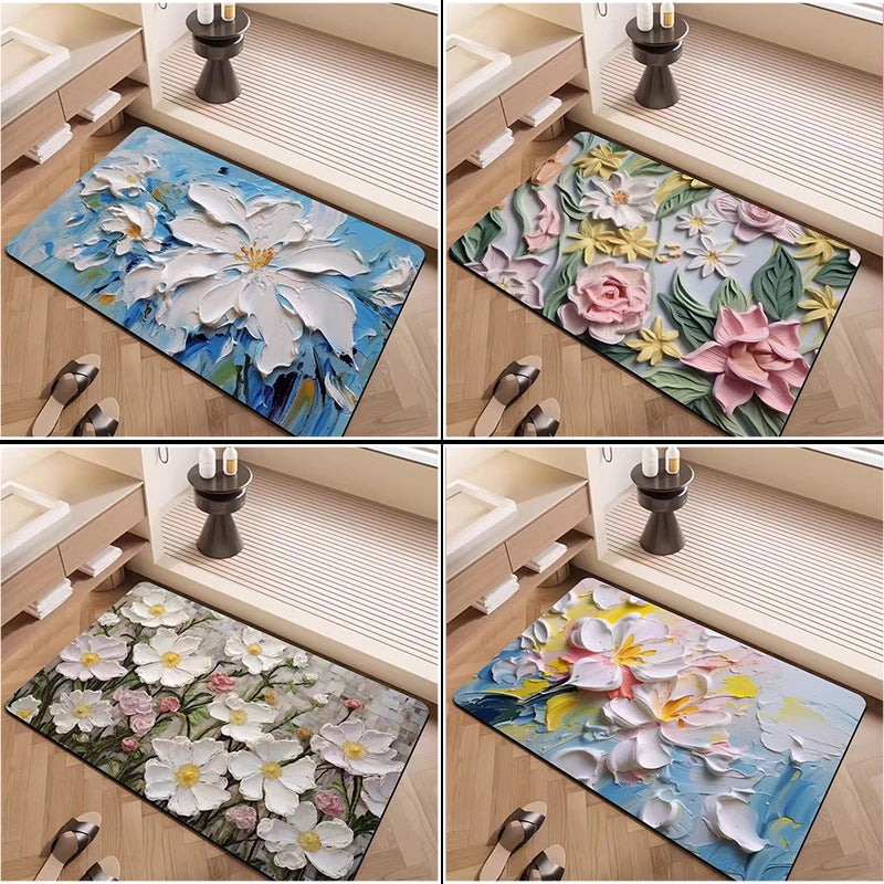 Luxury Textured Floral Bath Mat Kalsten