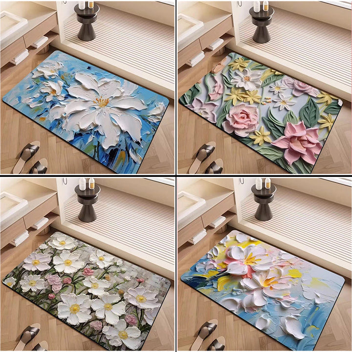 Luxury Textured Floral Bath Mat Kalsten