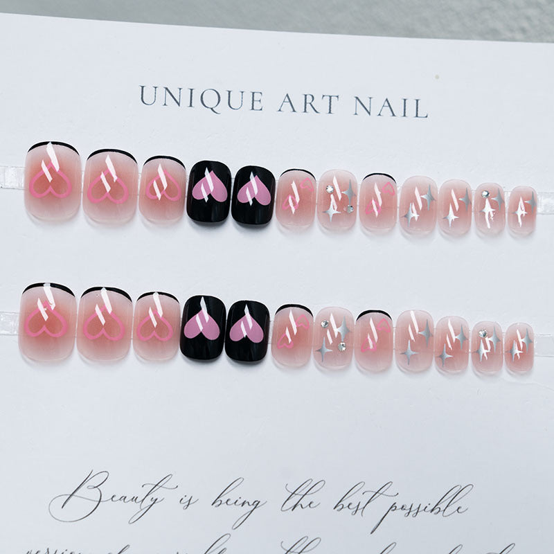 Heart-Themed Decorative Press-On Nail Art