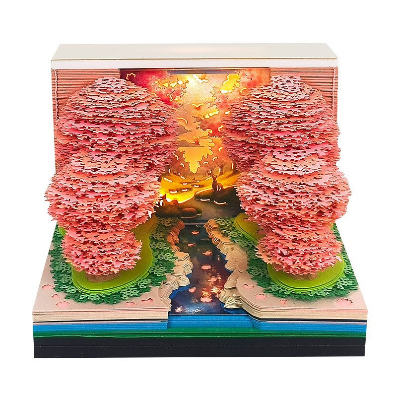 Handcrafted Layered Diorama Led Lightbox With Pop-Up Maple Tree Scene
