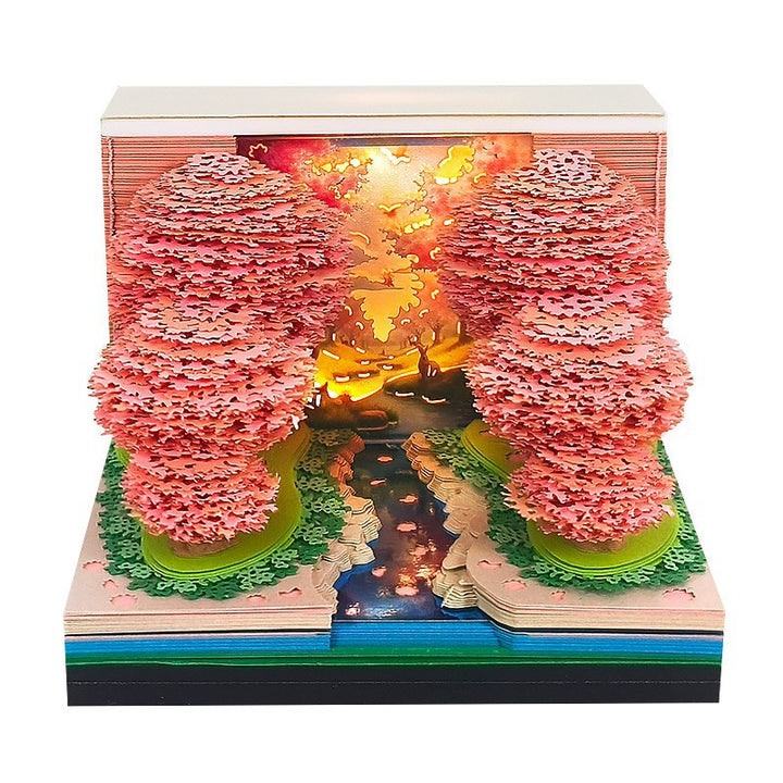 Handcrafted Layered Diorama Led Lightbox With Pop-Up Maple Tree Scene