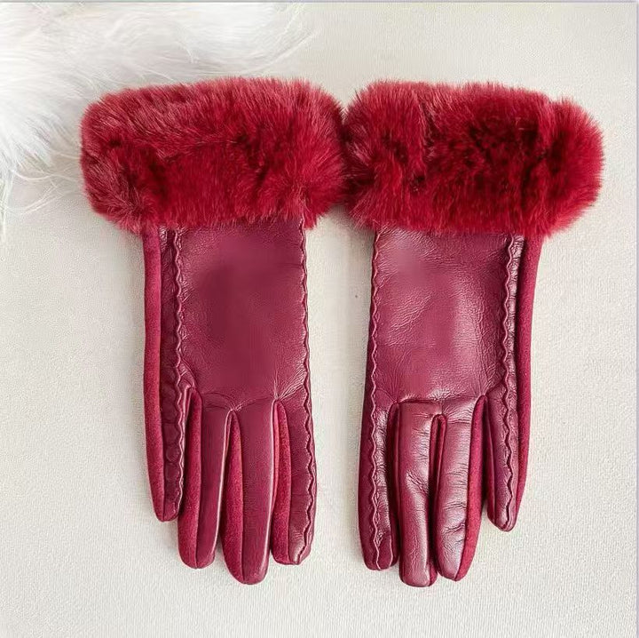 Luxurious Faux Fur Cuff Leather Gloves Kalsten