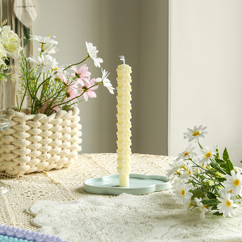 Sculptural Petal-Stack Taper Decorative Candle
