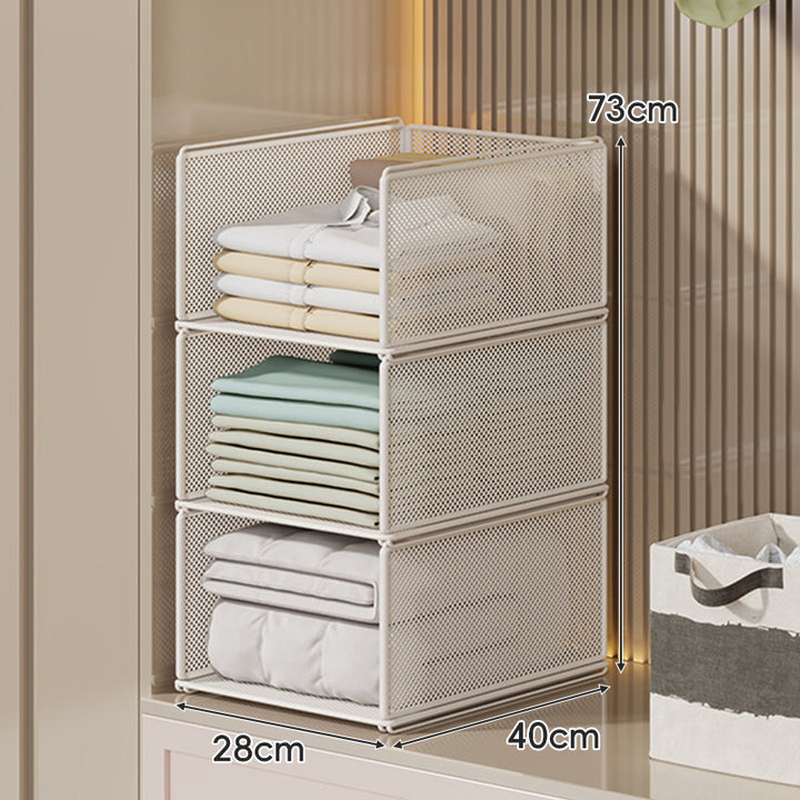 Perforated Steel Fabric Storage Basket with Raised Sliding Base