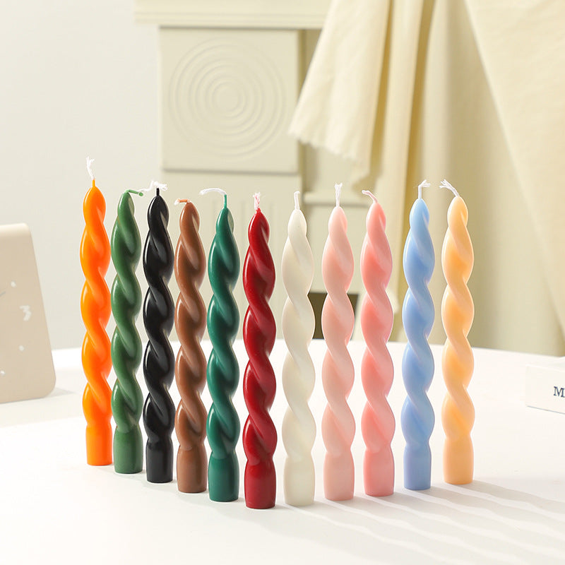 Twisted Spiral Taper Candle Set for Tabletop Decor