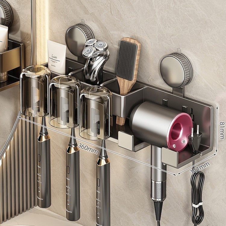 Wall-Mounted Hair Tool Organizer with Storage Compartment Kalsten