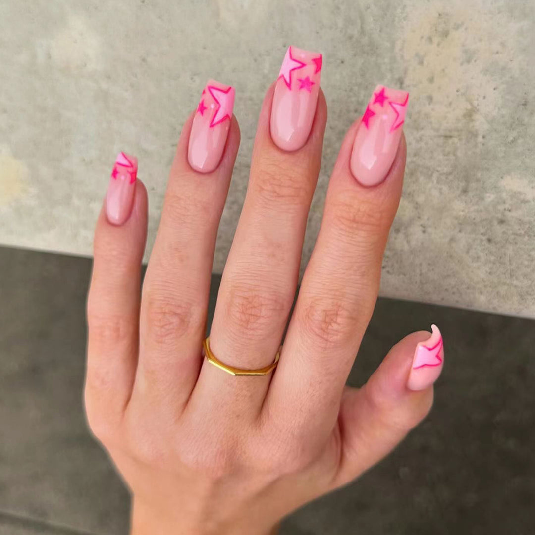 Artful nail art with neon colored stars Kalsten