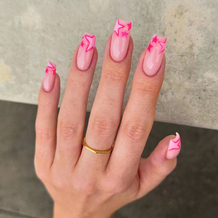Artful nail art with neon colored stars Kalsten