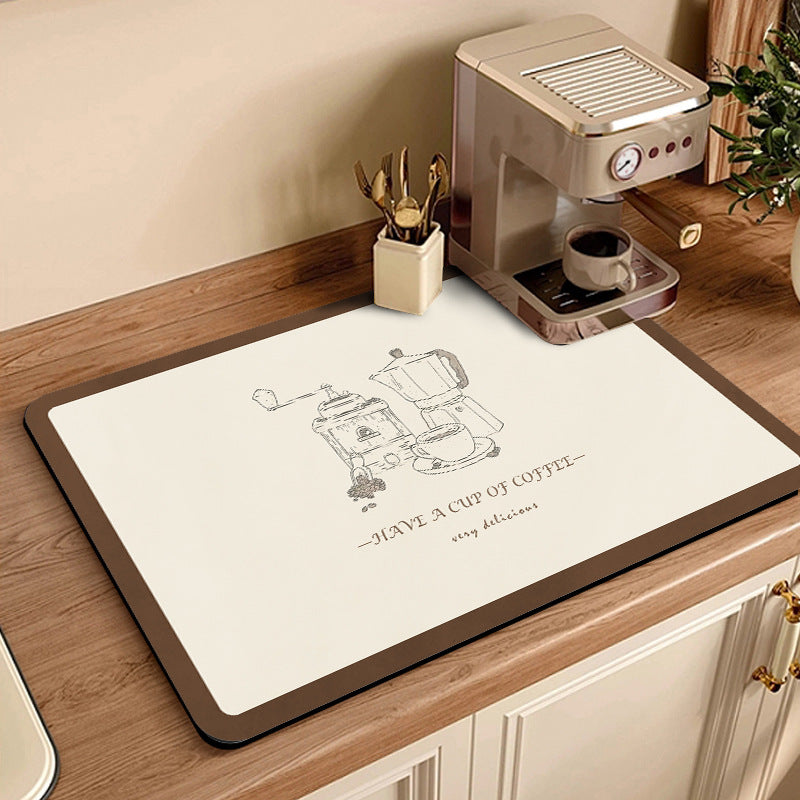 Coffee-Themed Kitchen Counter Mat