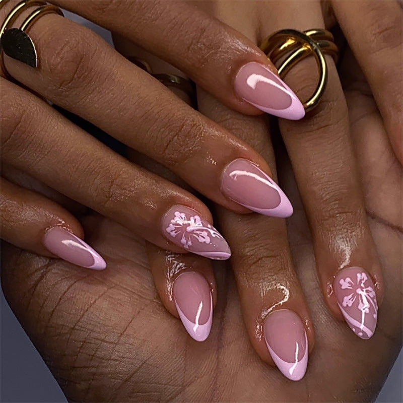 Elegant Artificial Nails with Flower Design Kalsten