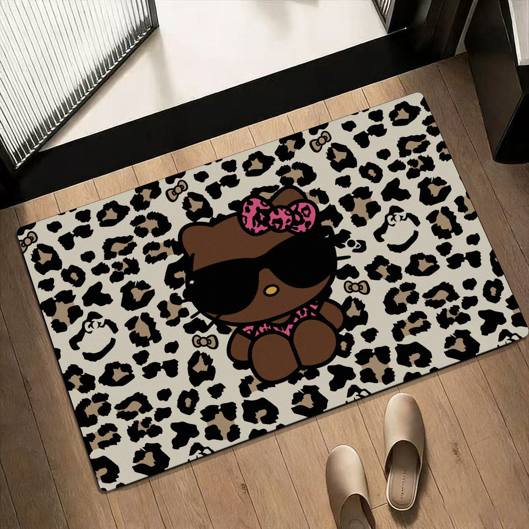 Leopard Print Hello Kitty Decorative Area Mat