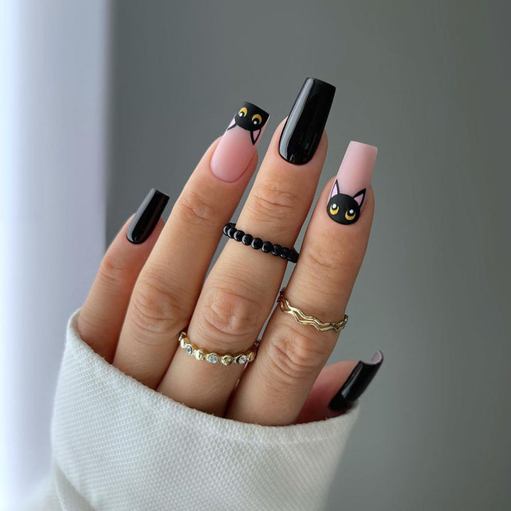 Elegant Stiletto Press-On Nail Art with Rhinestone Accents Kalsten