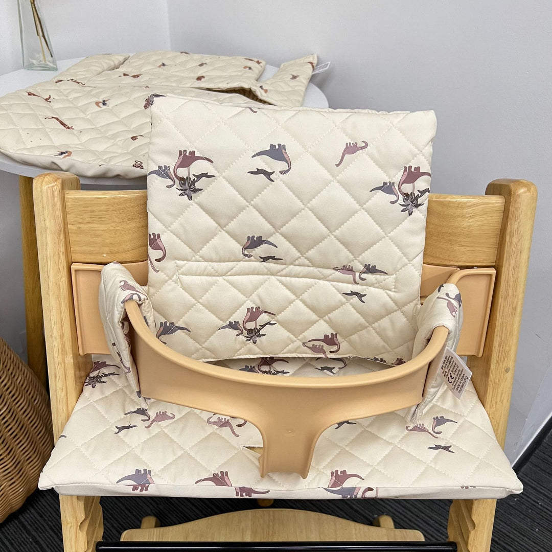 Padded Baby High Chair Cushion Set with Removable Teddy Applique