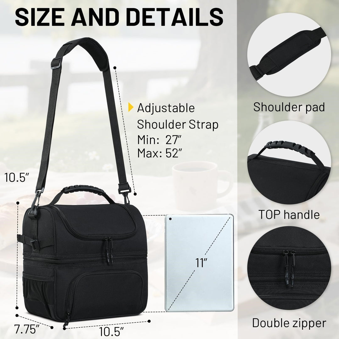 Insulated Lunch Bag with Multiple Compartments and Bottle Holder Kalsten