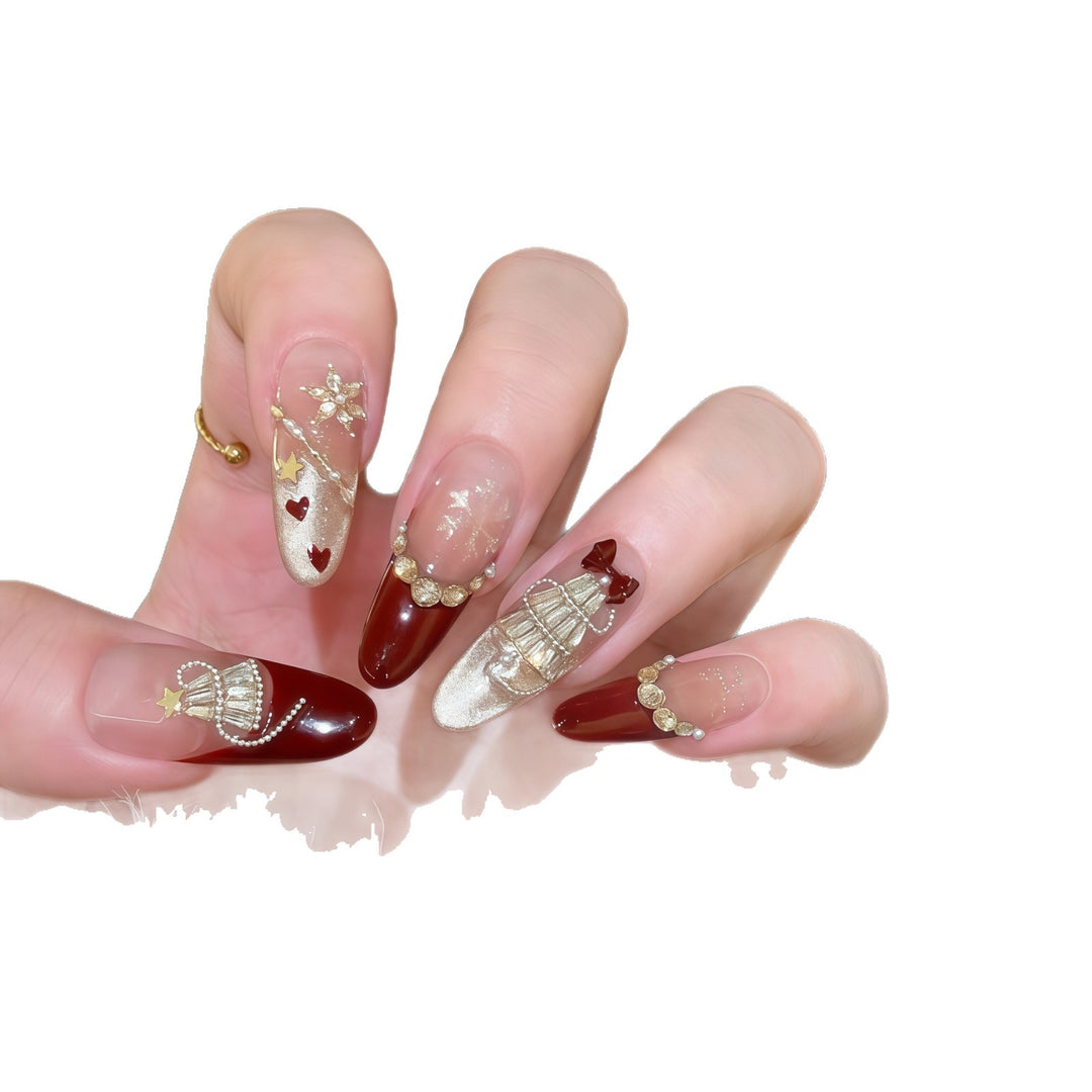 Artificial nail tips with festive glamour design Kalsten