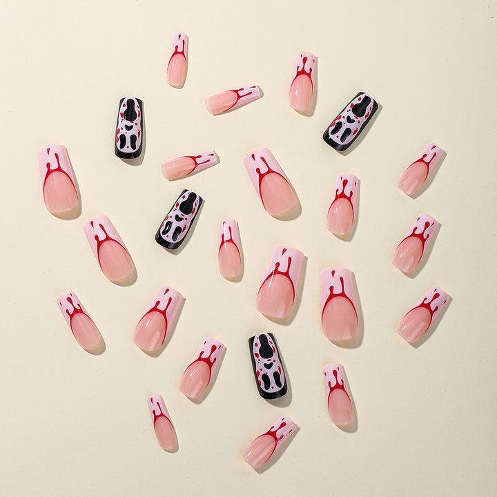 Gothic Blood-Spatter Acrylic Nail Art Extensions Kalsten