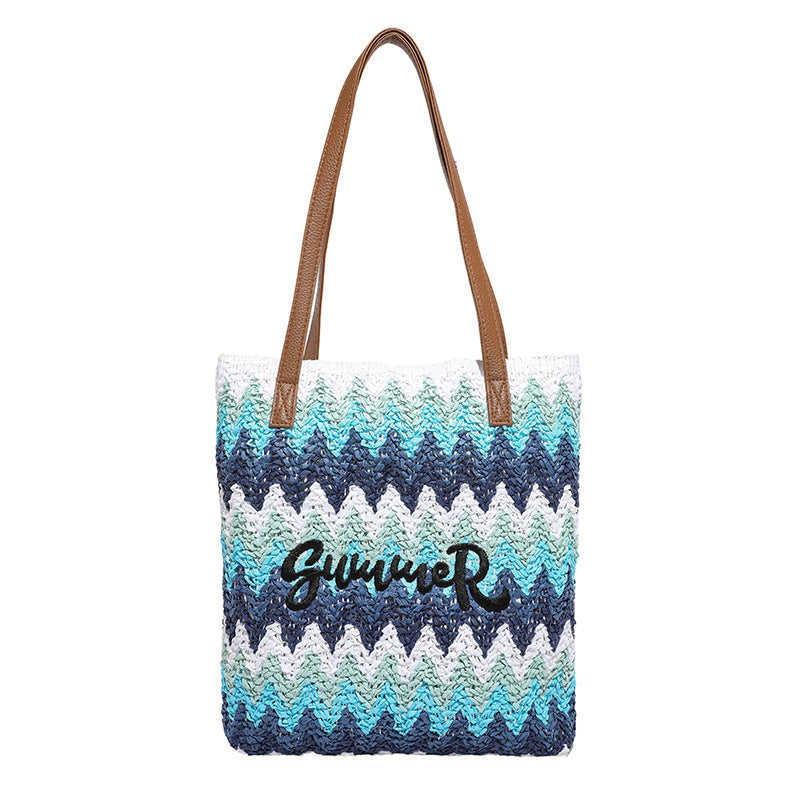 Boho Woven Straw Tote Bag