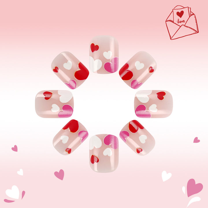 Heart-Decorated Press-On Nail Art Kalsten