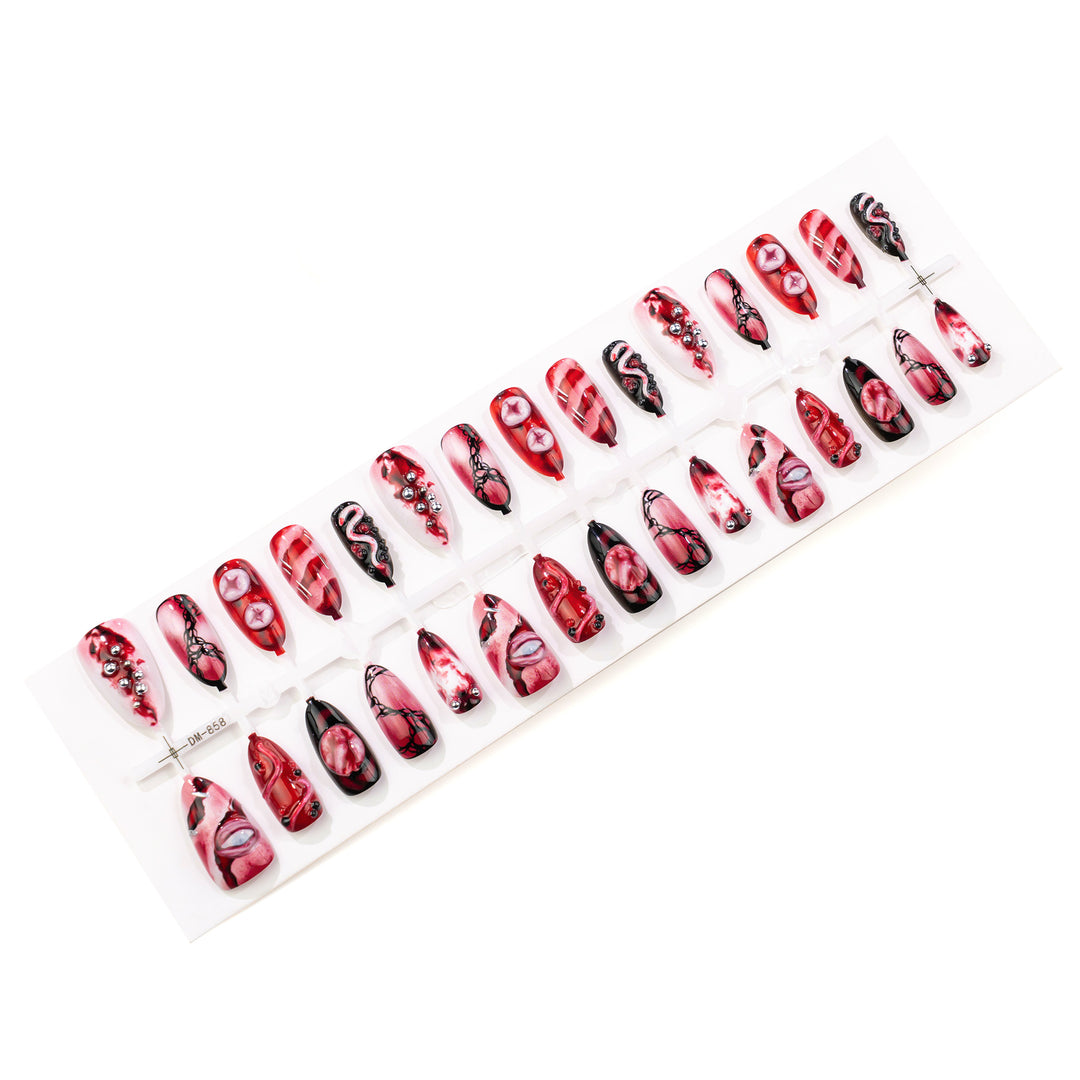Spooky Gothic Themed Press-On Nail Art Set