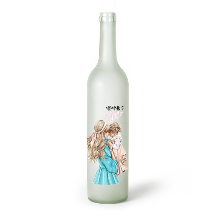 Decorative Frosted Glass Bottle Vase With Fashion Collage Decal