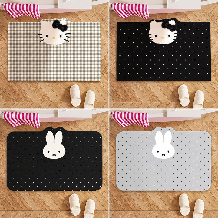 Cute Cartoon Cat-Themed Bath Rug