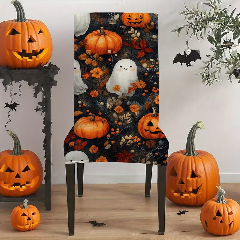 Premium Stretch Chair Cover for Dining Chairs with Victorian Skeleton and Rose Print