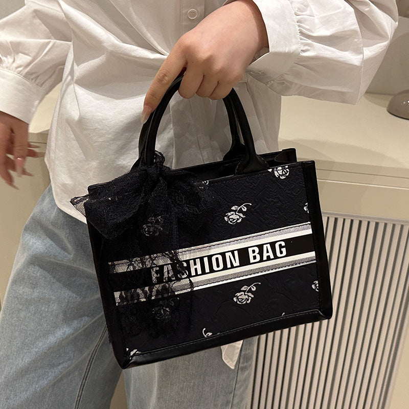 Fashionable Tote Bag with Lace Detail