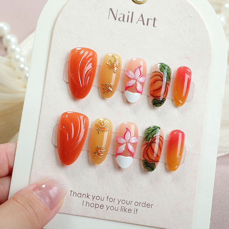 Artistic Fall-Themed Press-On Nail Set