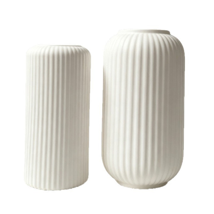 Elegant Ribbed Ceramic Decorative Vase Kalsten
