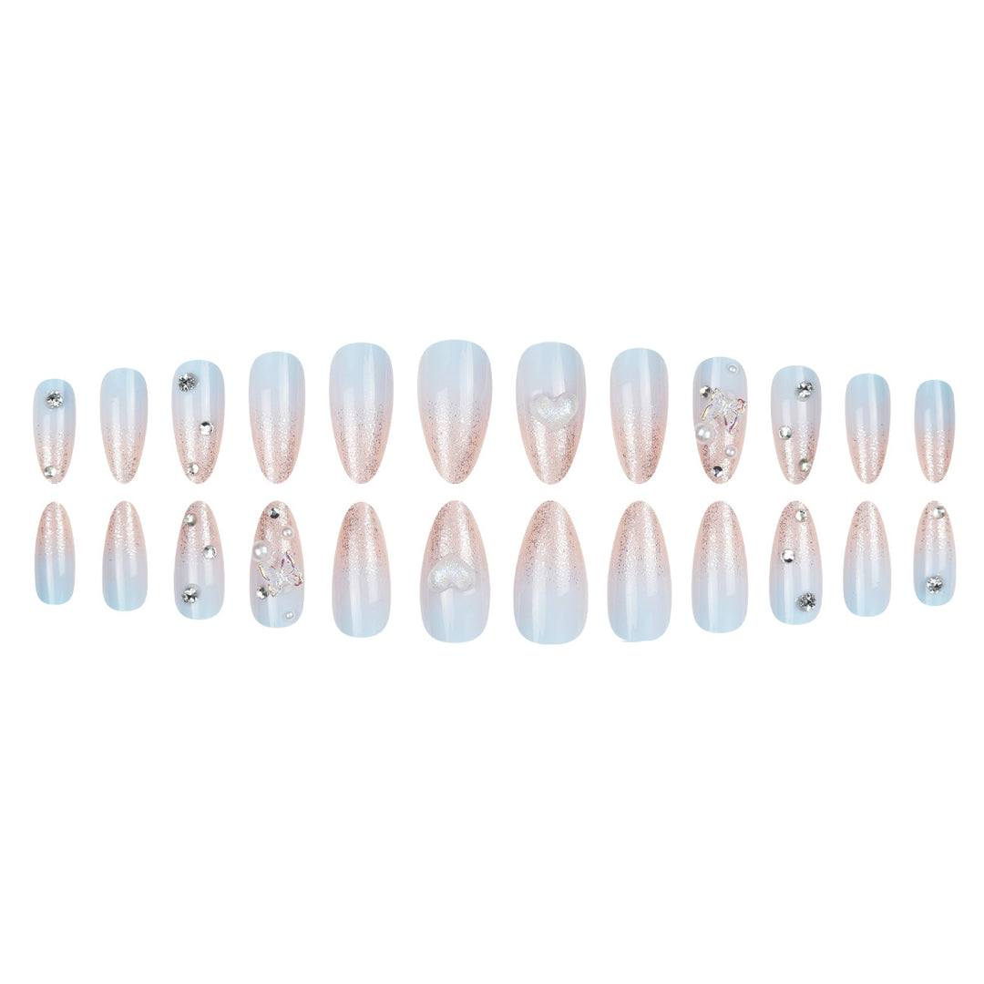 Artistic Glitter-Accented Stiletto Press-On Nails Kalsten