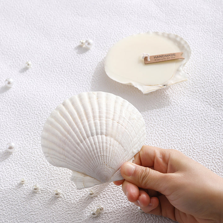 Hand-Poured Soy Wax Seashell Candle in Mother-of-Pearl Shell Bowl