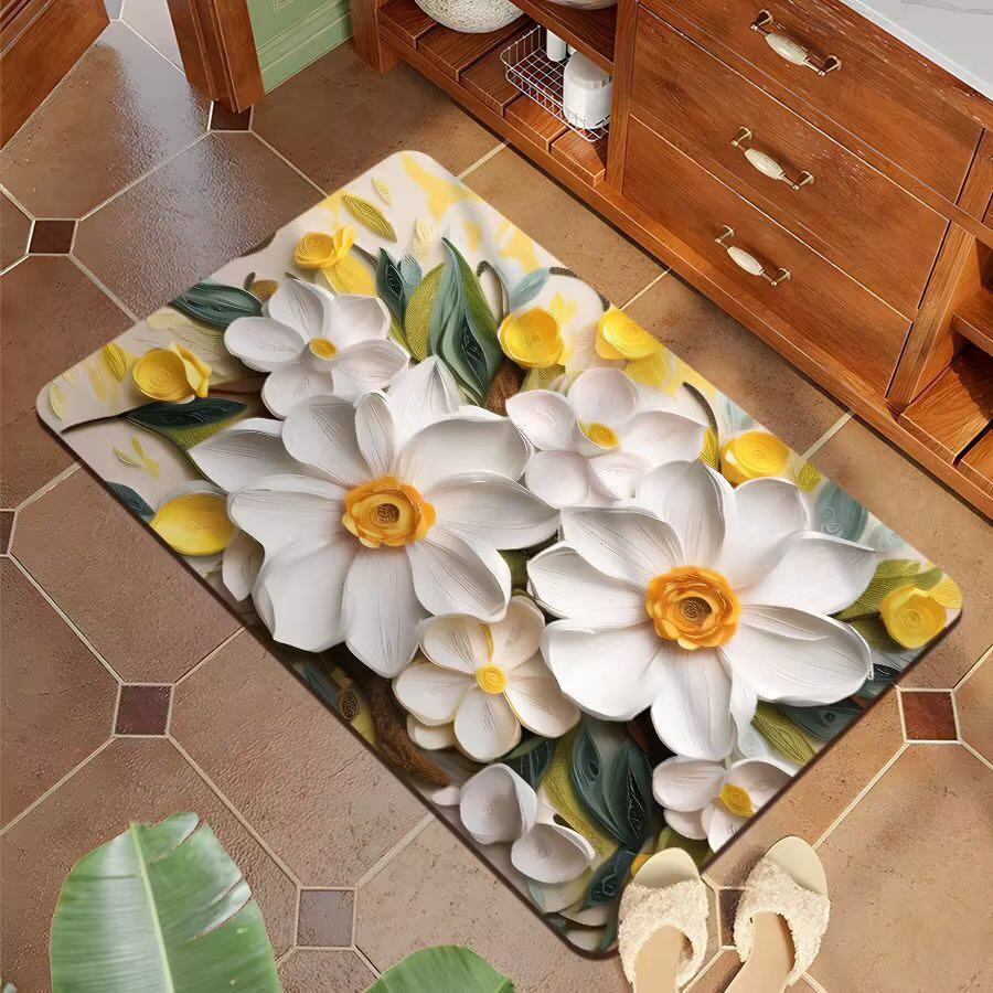 Decorative 3D Floral Bath Mat