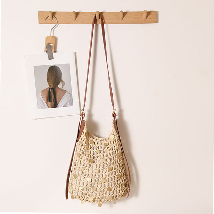 Hand-knotted shoulder bag with metal appliqués Kalsten