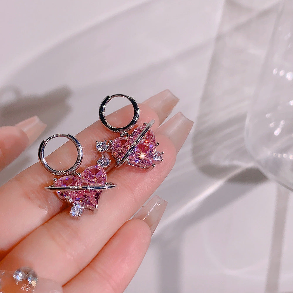 Sparkling heart earrings with zirconia stones Kalsten