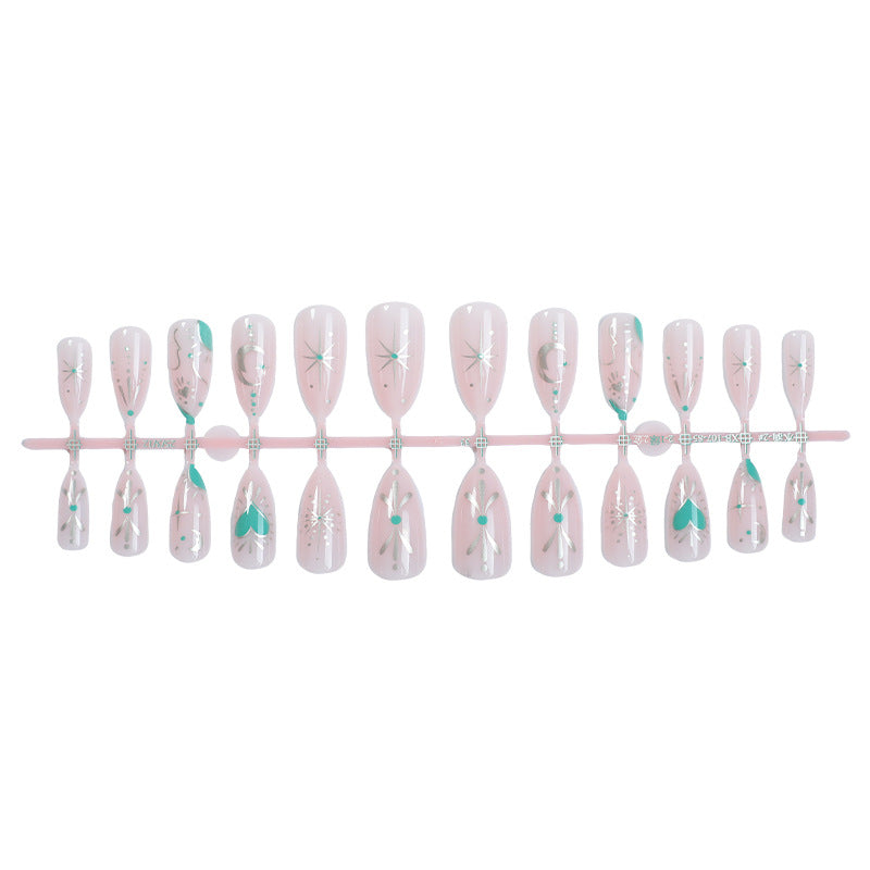 Artistic Press-On Nail Set with Stylish Floral and Gem Designs kalsten