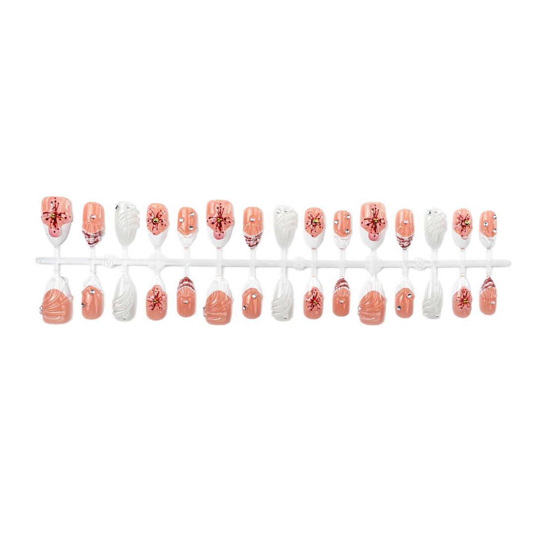 Artificial nails with handcrafted flower and glitter elements Kalsten