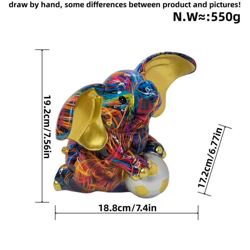 Artistic elephant figure with football motif Kalsten