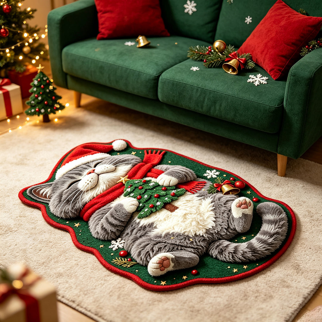 Christmas Cat-Themed Area Rug