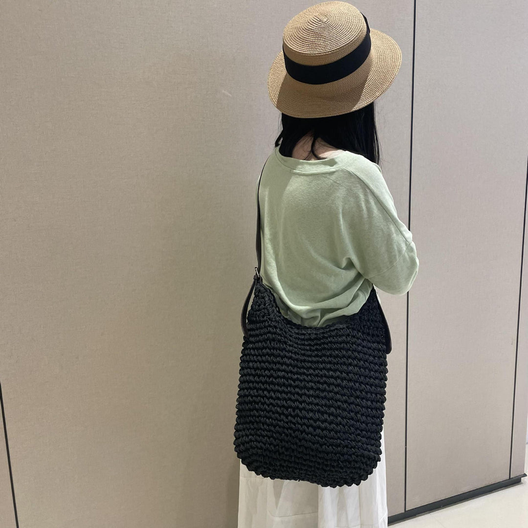 Handcrafted macrame shoulder bag with leather straps Kalsten