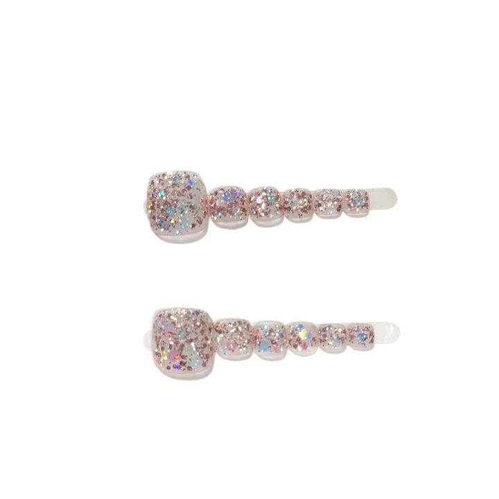 Glittery Press-On Nail Art Set with Sparkling Accents