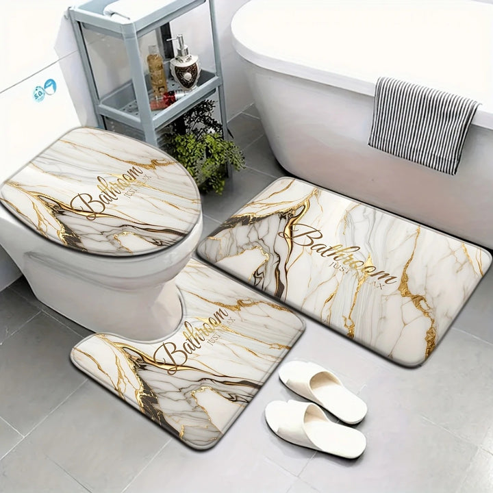 Artistic Marble Print Bath Mat Set Kalsten
