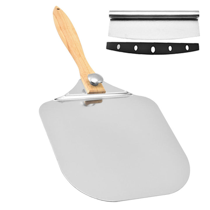 large stainless steel pizza peel with wooden handle Kalsten